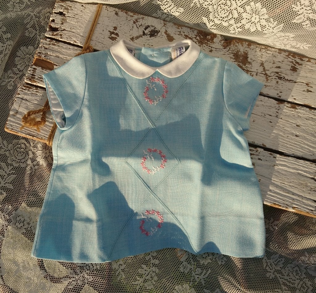 Vintage Terlenka babyjurkje babytje 1 jr Lichtbl Paarlemoer, Meisje, Jurkje of Rokje, Nieuw, Ophalen of Verzenden