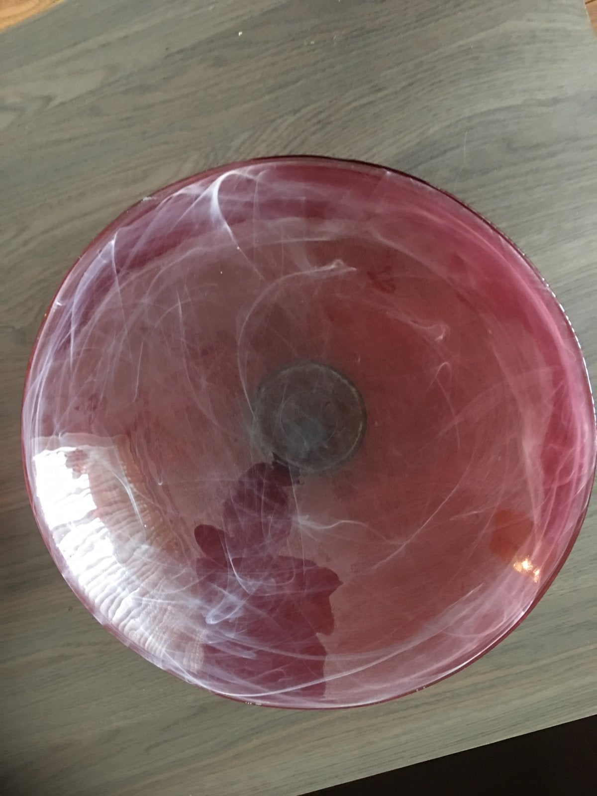 Decoratieve rode schaal met wit marmer effect, Ophalen of Verzenden
