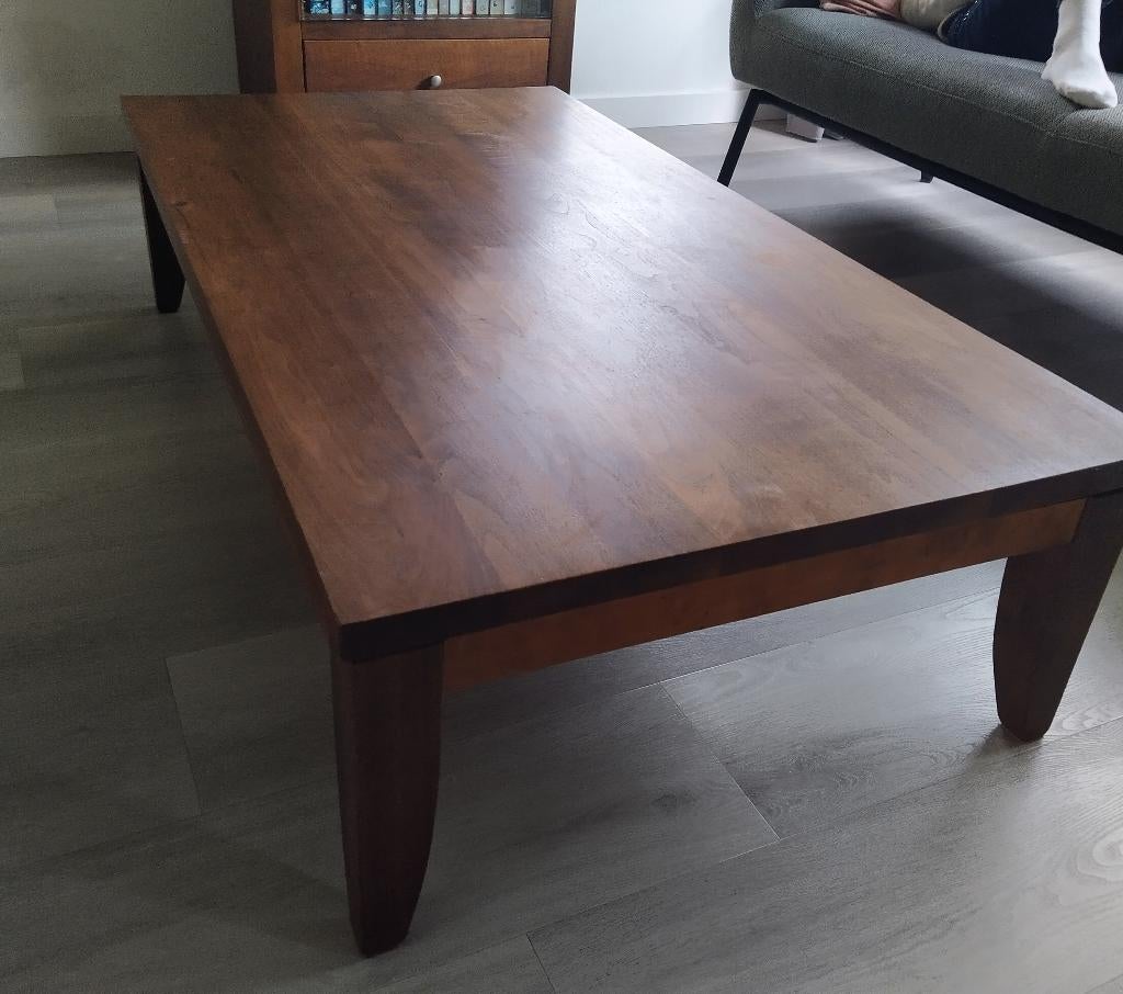 Salontafel - massief noten-kersen hout, Ophalen, Gebruikt, 100 tot 150 cm, 50 tot 100 cm