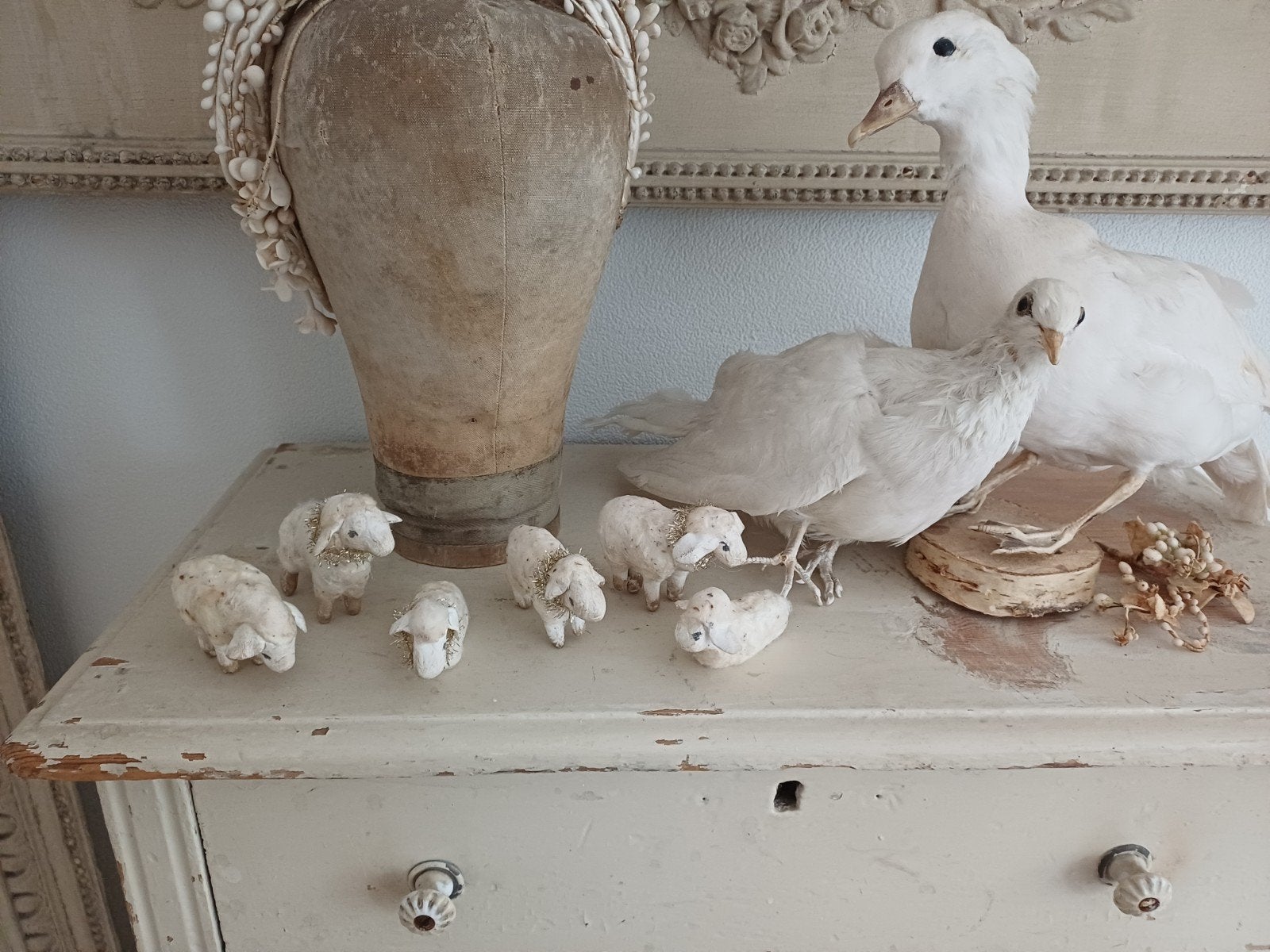 Schattige handgemaakte schaapjes,kerst,brocante, Antiek en Kunst, Ophalen of Verzenden