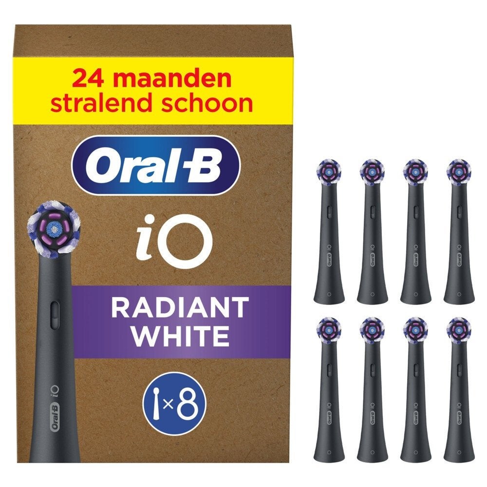 Oral-B iO Series Radiant White Zwart opzetborstels 8 stuks, Ophalen, Nieuw, Opzetborstel