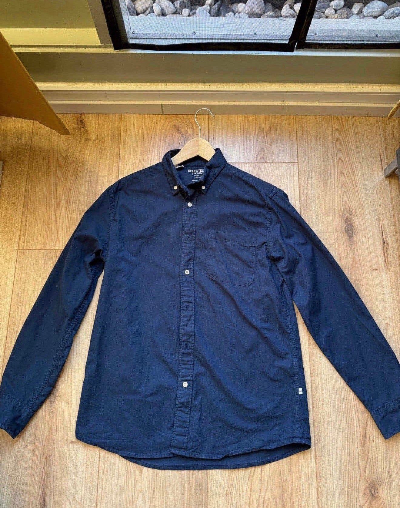 Selected Homme donkerblauw overhemd maat M, Kleding | Heren, Ophalen of Verzenden, Zo goed als nieuw, Blauw