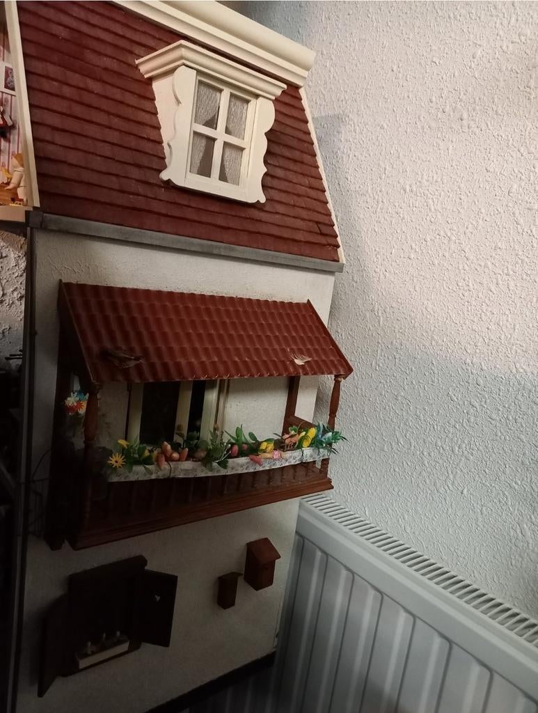 Prachtig houten poppenhuis grachten pand popjes+meubels 1:12, Kinderen en Baby's, Speelgoed | Poppenhuizen, Ophalen, Poppenhuis