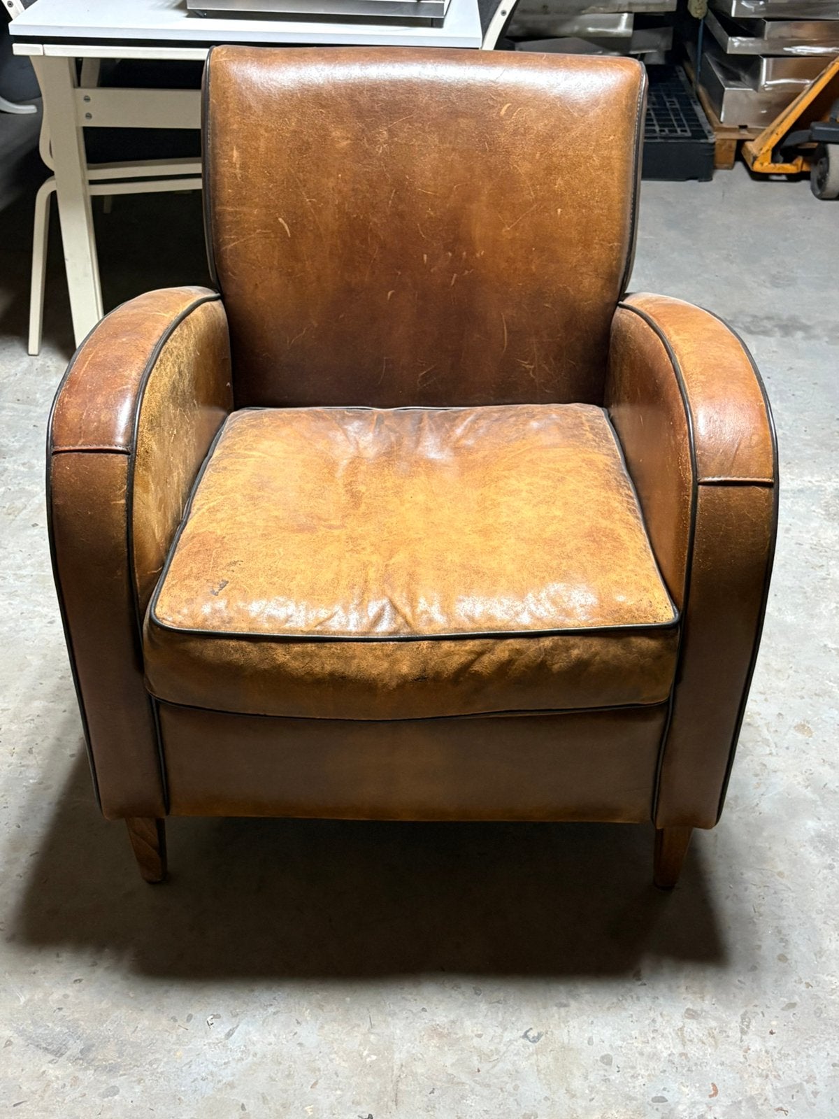 Mooie schapenleren fauteuil, Huis en Inrichting, Fauteuils, Ophalen, Zo goed als nieuw, 75 tot 100 cm, 50 tot 75 cm