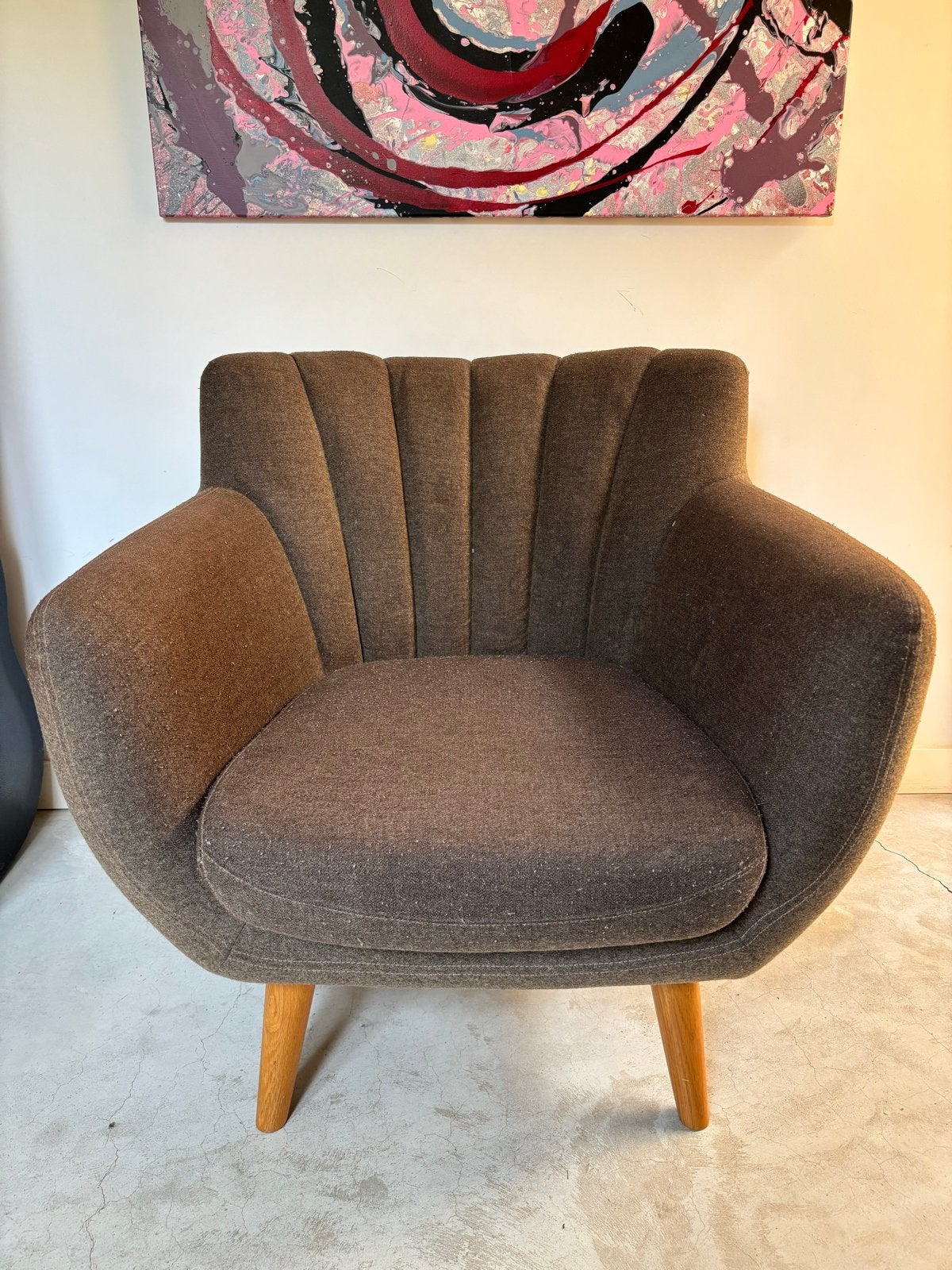Sofa Company fauteuil, zuiver wol, eikenhouten poten, Huis en Inrichting, Ophalen, Gebruikt, Hout, 75 tot 100 cm