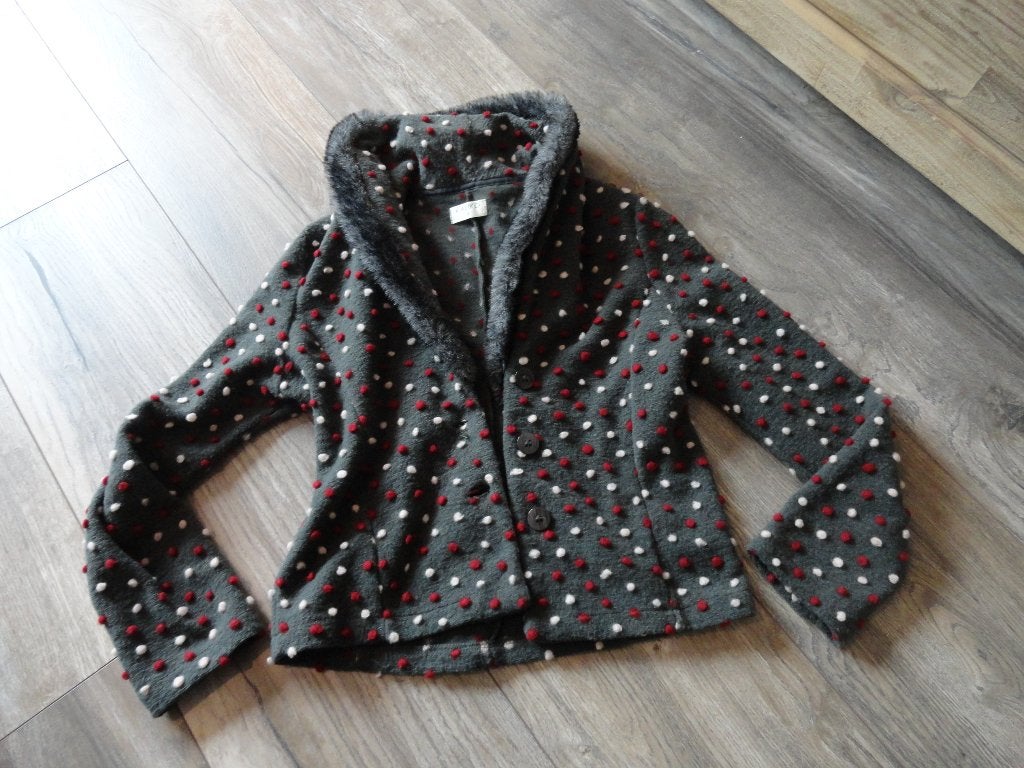 KALIKO wollen vest blazer jasje polka dot maat 38, Verzenden, Zo goed als nieuw, Maat 38/40 (M), Grijs
