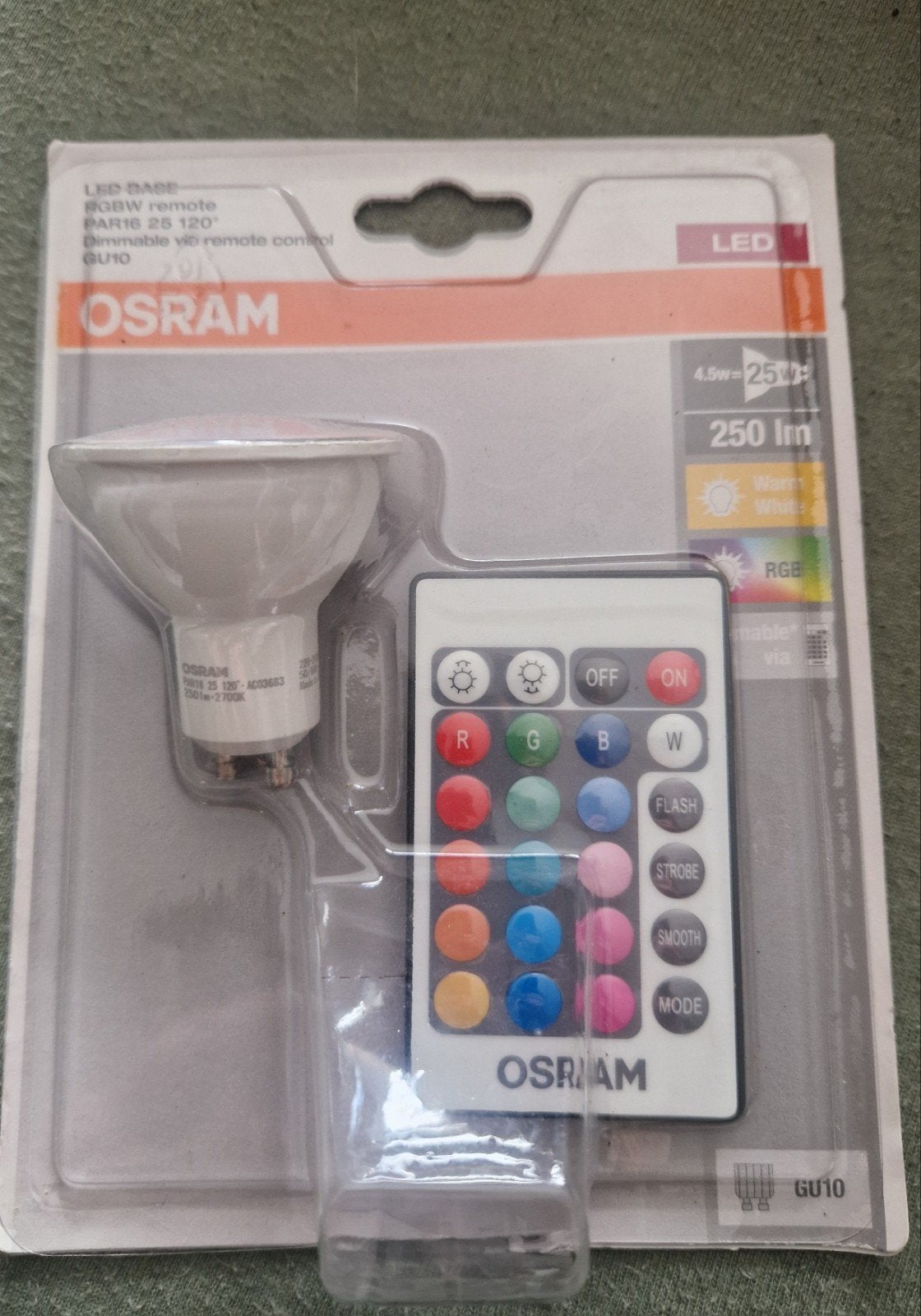 Osram LED RGBW Afstandsbediening GU10 Lamp, Led-lamp, Meerkleurig, Osram, GU10