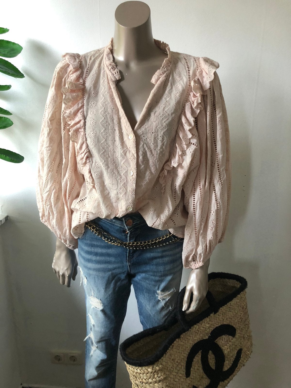 YAS BLOUSE KATOEN POEDER ROSE, Ophalen of Verzenden, Zo goed als nieuw, Maat 38/40 (M), Roze