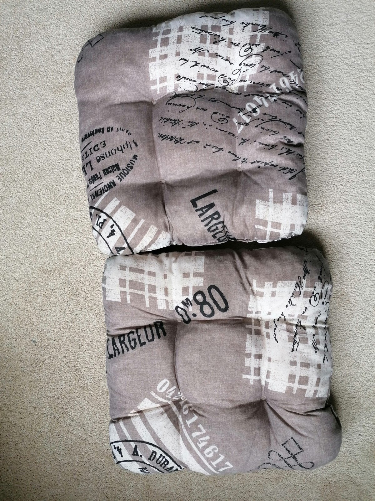 Set van 8 zitkussens met print, Overige merken, Gebruikt, Met print, Vierkant