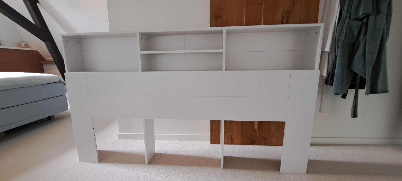 Wit hoofdbord met opbergruimte - 180 cm breed, Huis en Inrichting, Wit, Tweepersoons, Ophalen of Verzenden, Zo goed als nieuw