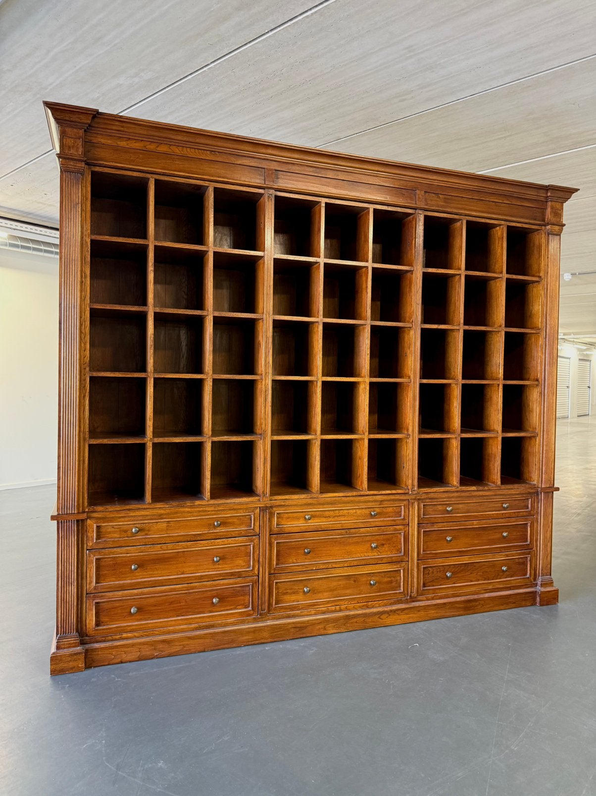 Grote Massief Eiken Bibliotheekkast 283 cm – 45 Vakken #K43, Met plank(en), 200 cm of meer, Pakhuis Zuidwest, Eikenhout