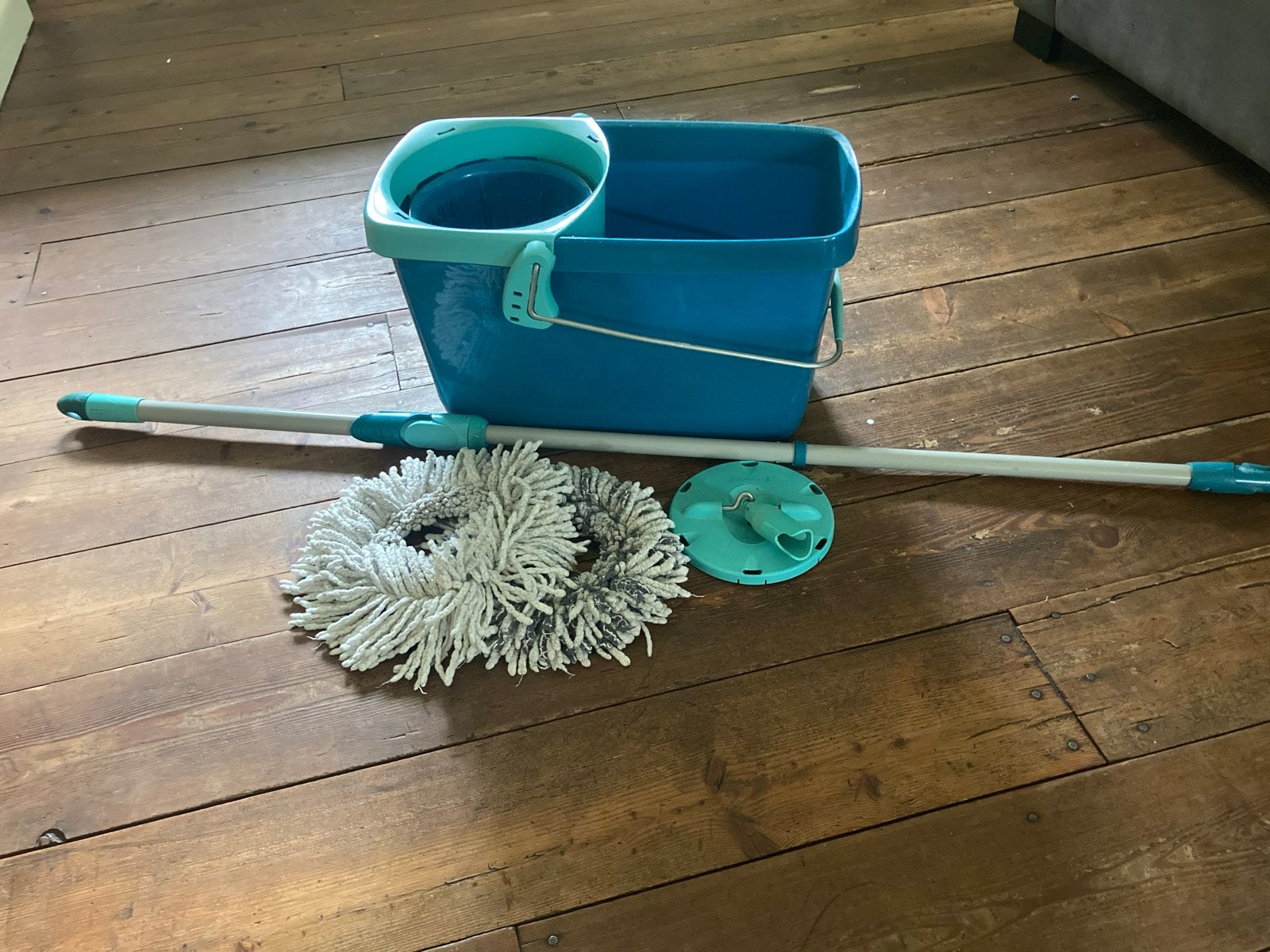 Leifheit Dweilsysteem met emmer en 2 moppen, Huis en Inrichting, Schoonmaakartikelen, Ophalen, Mop of Dweil