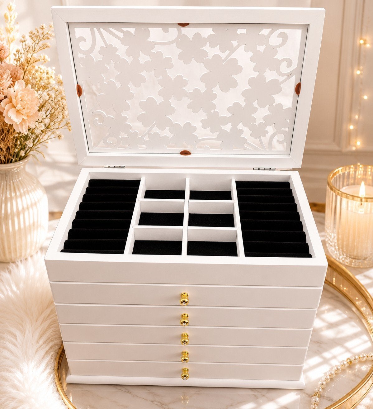 Luxe houten sieradendoos vintage, Sieraden, Tassen en Uiterlijk, Beautycases, Verzenden, Nieuw