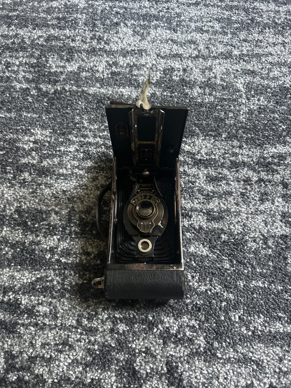 Vintage Amerikaanse oorlogscamera met leren hoes, Audio, Tv en Foto, Fotocamera's Analoog, Ophalen of Verzenden, Gebruikt, Compact