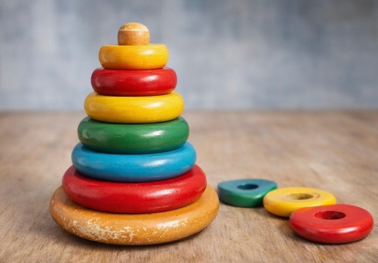 Houten ringenstapeltoren • Janbibejan, Verzenden, Gebruikt, Overige typen
