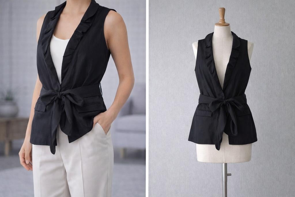 Zwart dames gilet met strik | maat 38, Kleding | Dames, Maat 38/40 (M), Zwart, Ophalen of Verzenden, Zo goed als nieuw