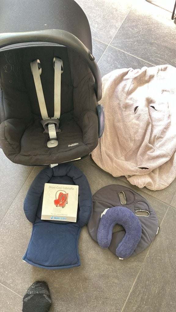 Maxi Cosi Pebble +badstofhoes, zonnescherm, baby verkleiner, Ophalen, 0 t/m 13 kg, Maxi-Cosi, Gebruikt