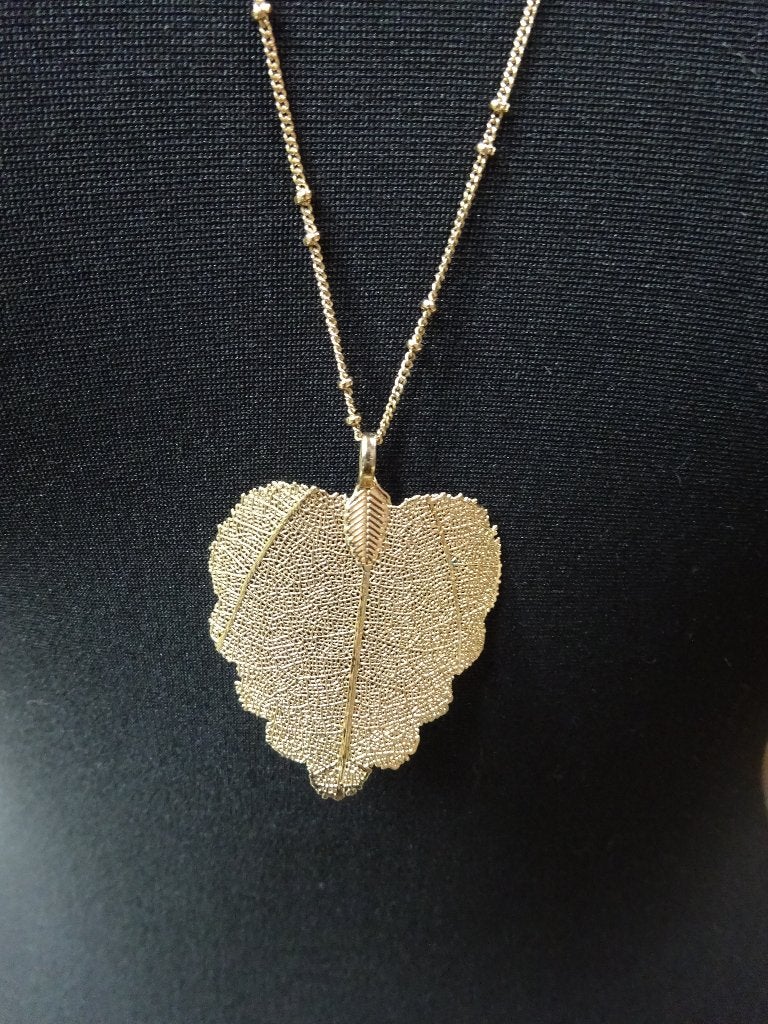 Lange ketting met vergulde iets doorzichtige Blad hanger, Sieraden, Tassen en Uiterlijk, Kettingen, Overige materialen, Verstelbaar