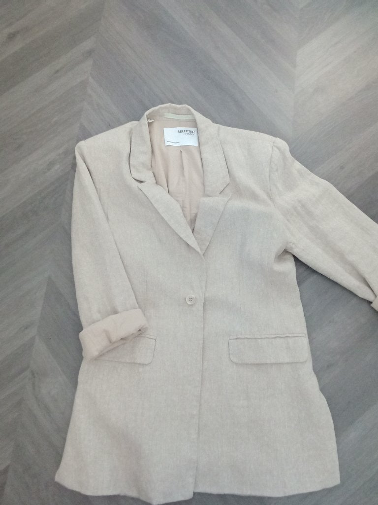 Selected Femme Linnen Blazer Maat 40, Kleding | Dames, Maat 38/40 (M), Beige, Selected Femme, Ophalen of Verzenden