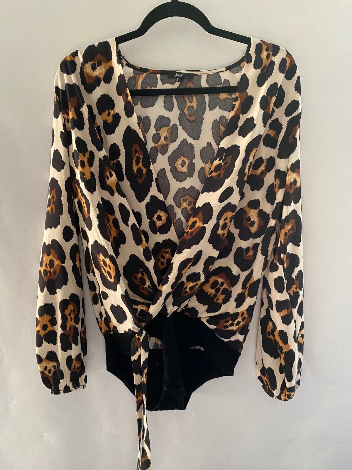 Unika Paris body blouse panterprint – maat M, Ophalen of Verzenden, Zo goed als nieuw, Maat 38/40 (M), Zwart