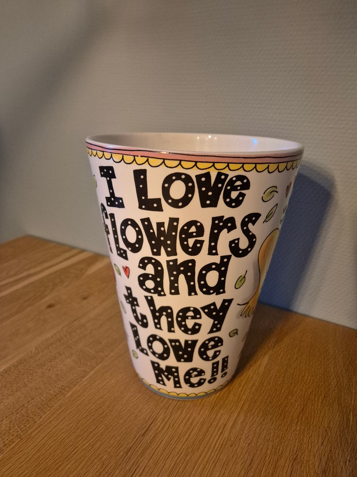 Blond Amsterdam Vaas - "I Love Flowers", Ophalen, Zo goed als nieuw, Steen/keramiek, Meerkleurig