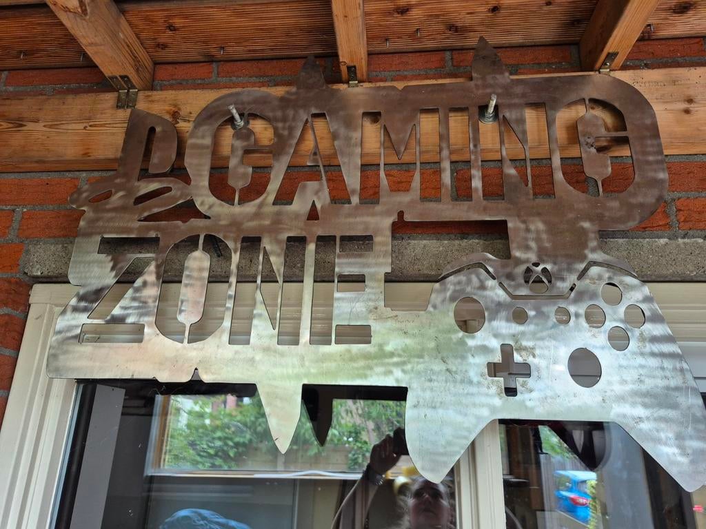 Metalen Gaming Zone Muurdecoratie - ps Controller Design, Spelcomputers en Games, Spelcomputers | Overige, Ophalen, Overige merken