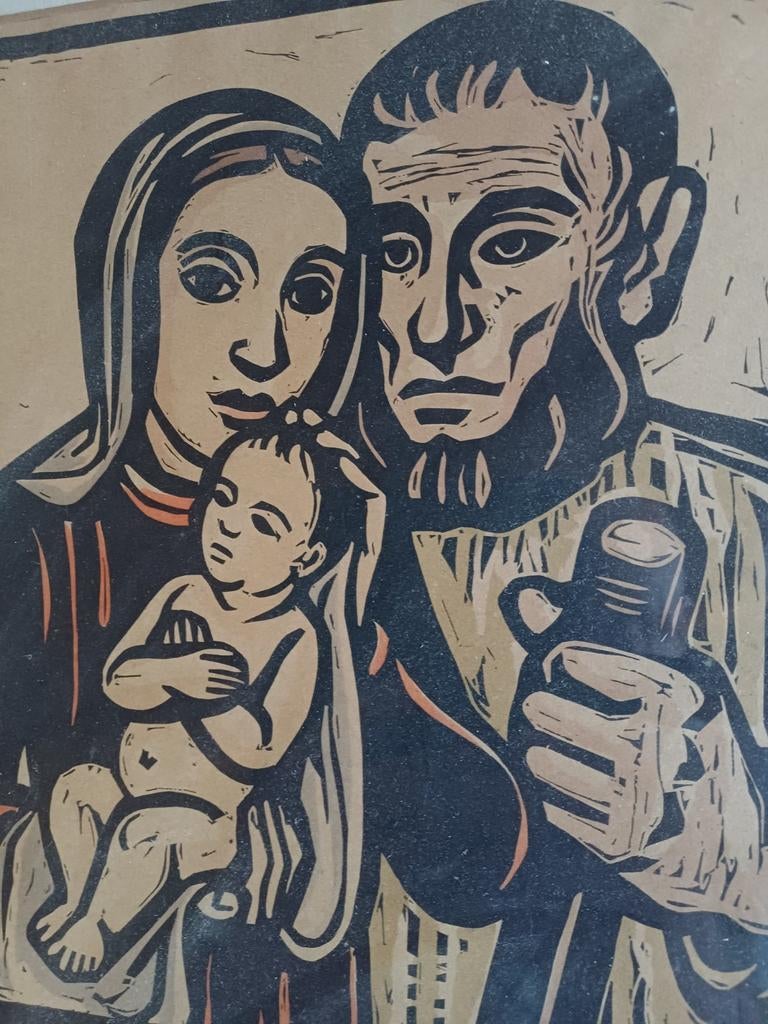 Bergense School achtige Steendruk Litho Gravure voor € 10, Antiek en Kunst, Ophalen