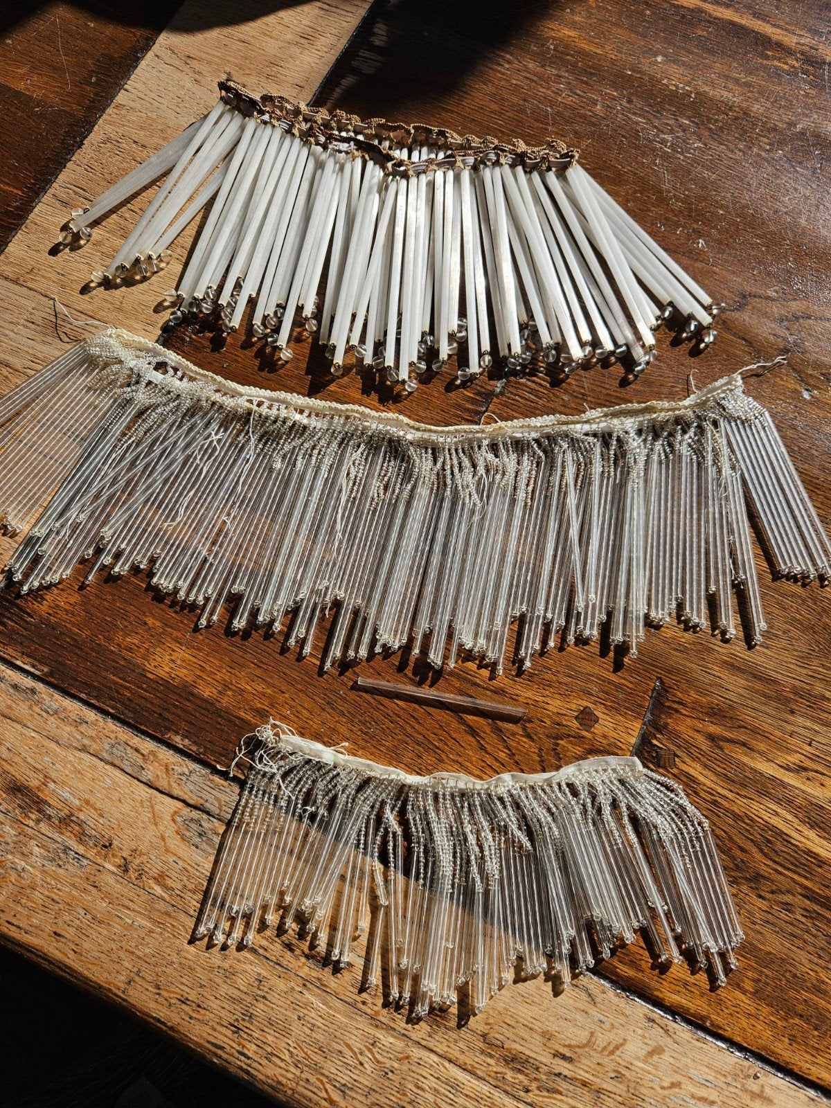 Glazen kralenfranje/glazen kralenband/pegelfranje voor lamp, Antiek en Kunst, Ophalen of Verzenden