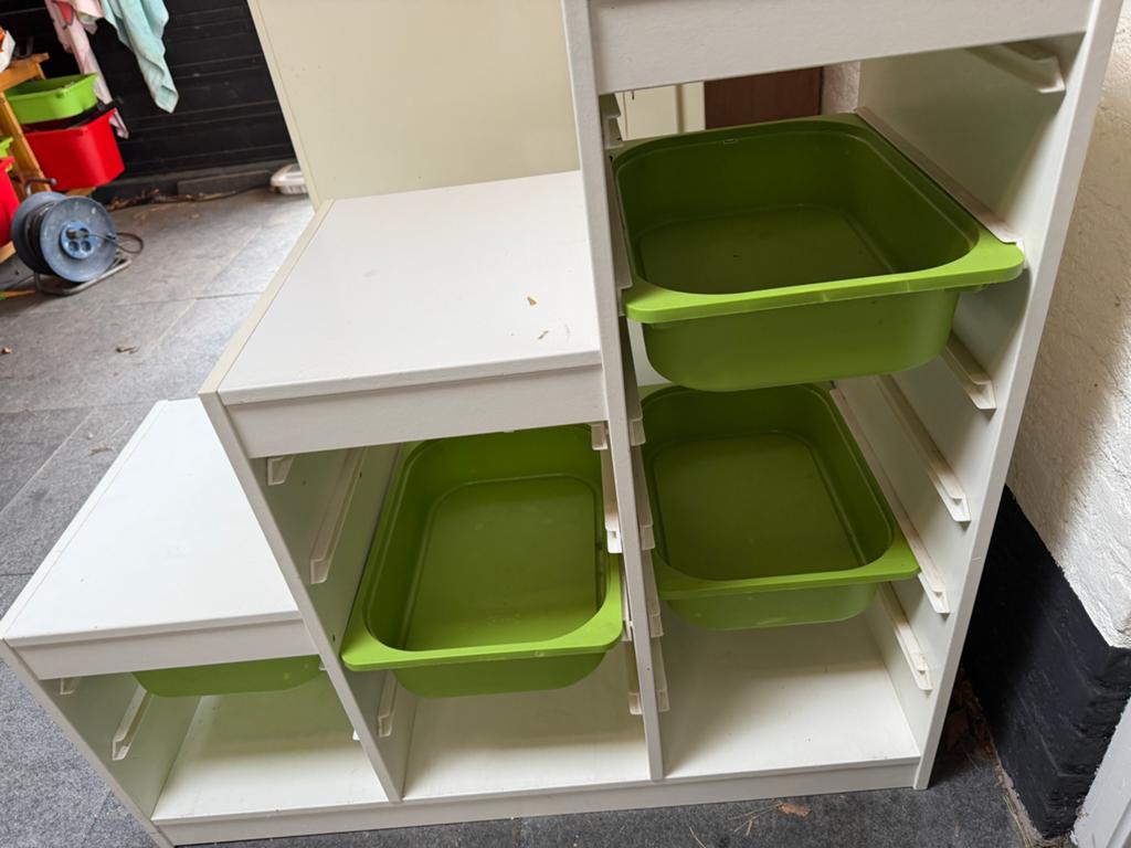 IKEA Trofast trappenkast met 5 groene bakken, Ophalen, Gebruikt, Kast, 75 tot 100 cm