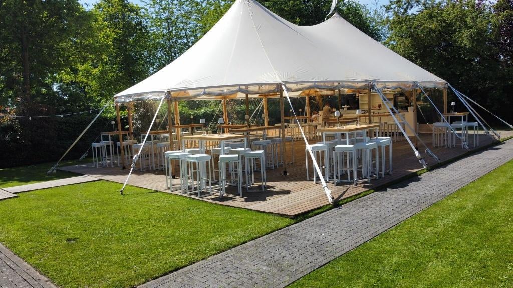 Sailcloth tent Stretchtent Vlondervloer, Ophalen, Partytent, 6 meter of meer, Zo goed als nieuw