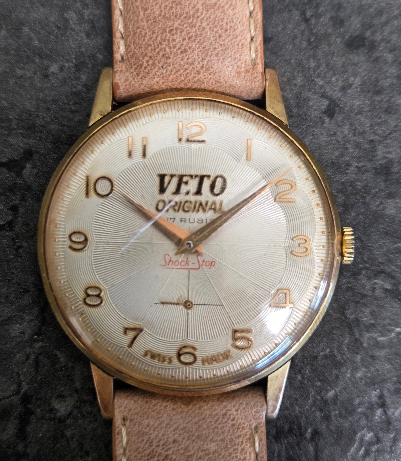 Veto herenhorloge jaren 60, Sieraden, Tassen en Uiterlijk, Horloges | Antiek, Overige merken, Staal, Met bandje, Polshorloge