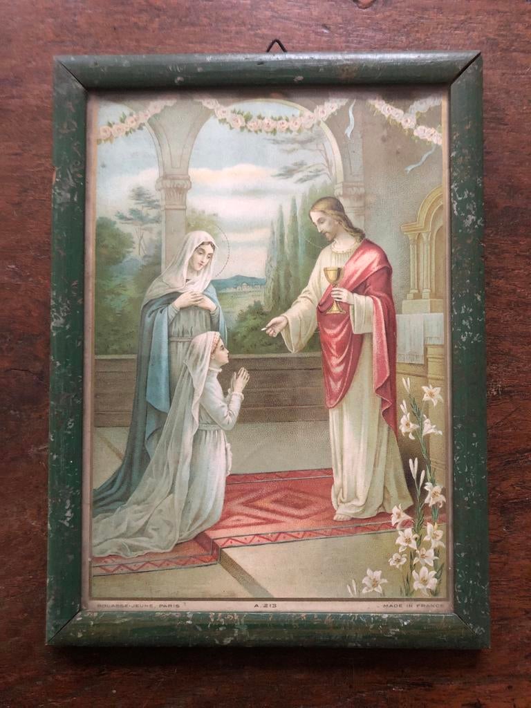 Religieuze Prent Meisje Communie, Verzamelen, Ophalen of Verzenden, Zo goed als nieuw, Kaart of Prent, Christendom | Katholiek