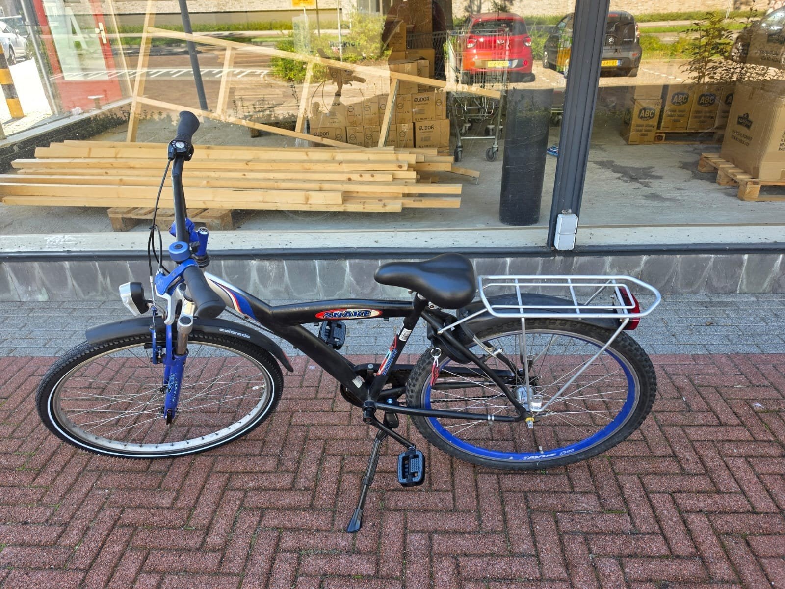 Jongensfiets met 1 handrem - Zwart/Blauw, Ophalen, Gebruikt, Velgrem