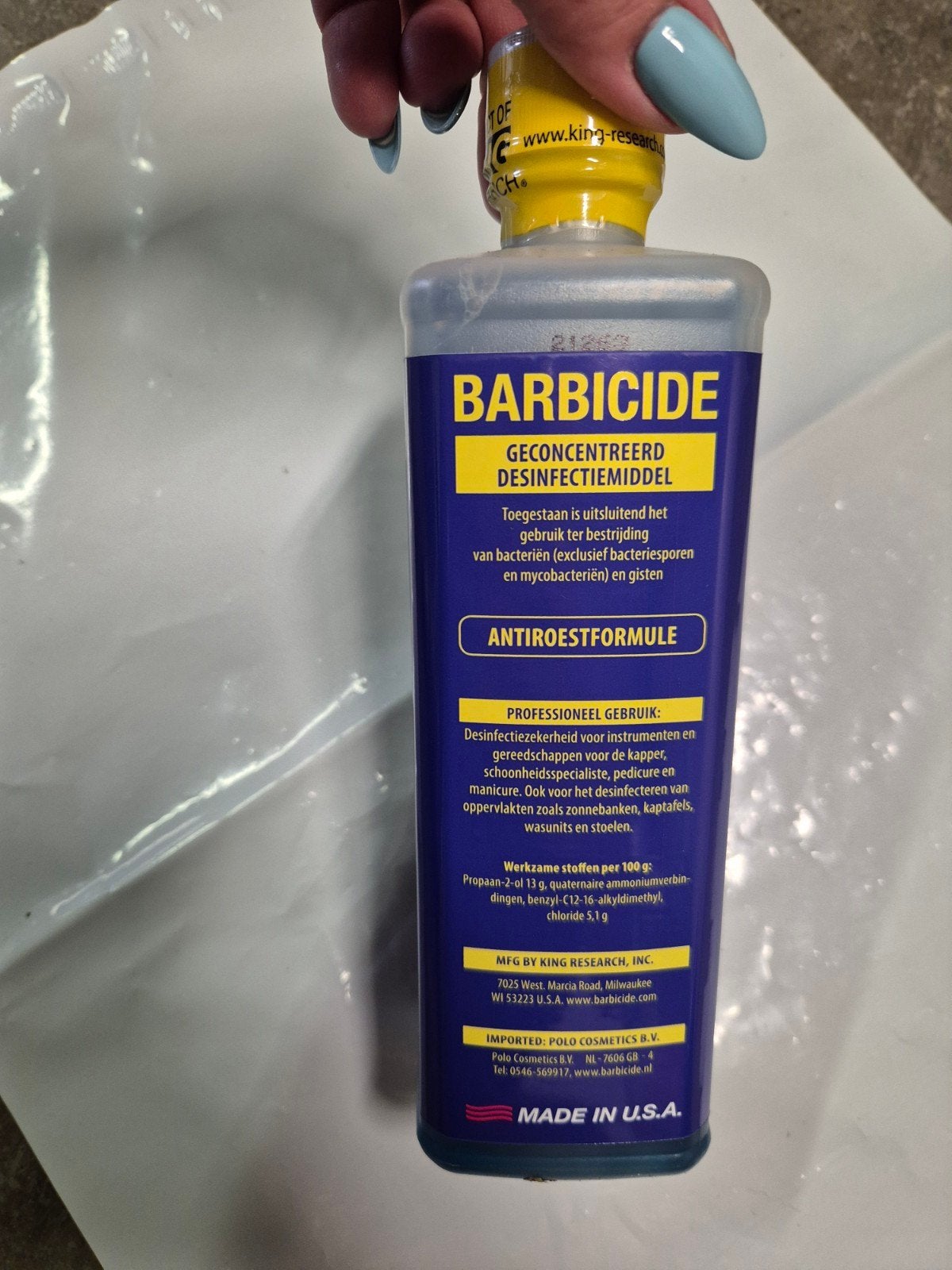 nieuw barbicide geconcentreerd desinfectie middel, Blauw, Nieuw, Ophalen of Verzenden, Handen en Nagels