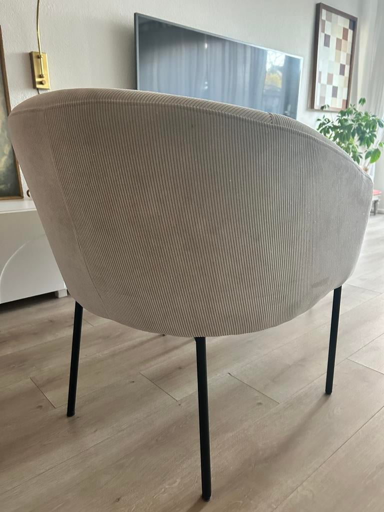 2 x Fauteuil ribstof grijs, *, Zo goed als nieuw, *, Stof