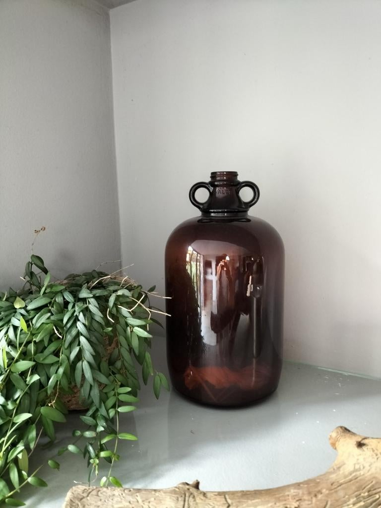 Oude vintage apothekers fles, Ophalen of Verzenden, Overige kleuren, Glas, Minder dan 50 cm