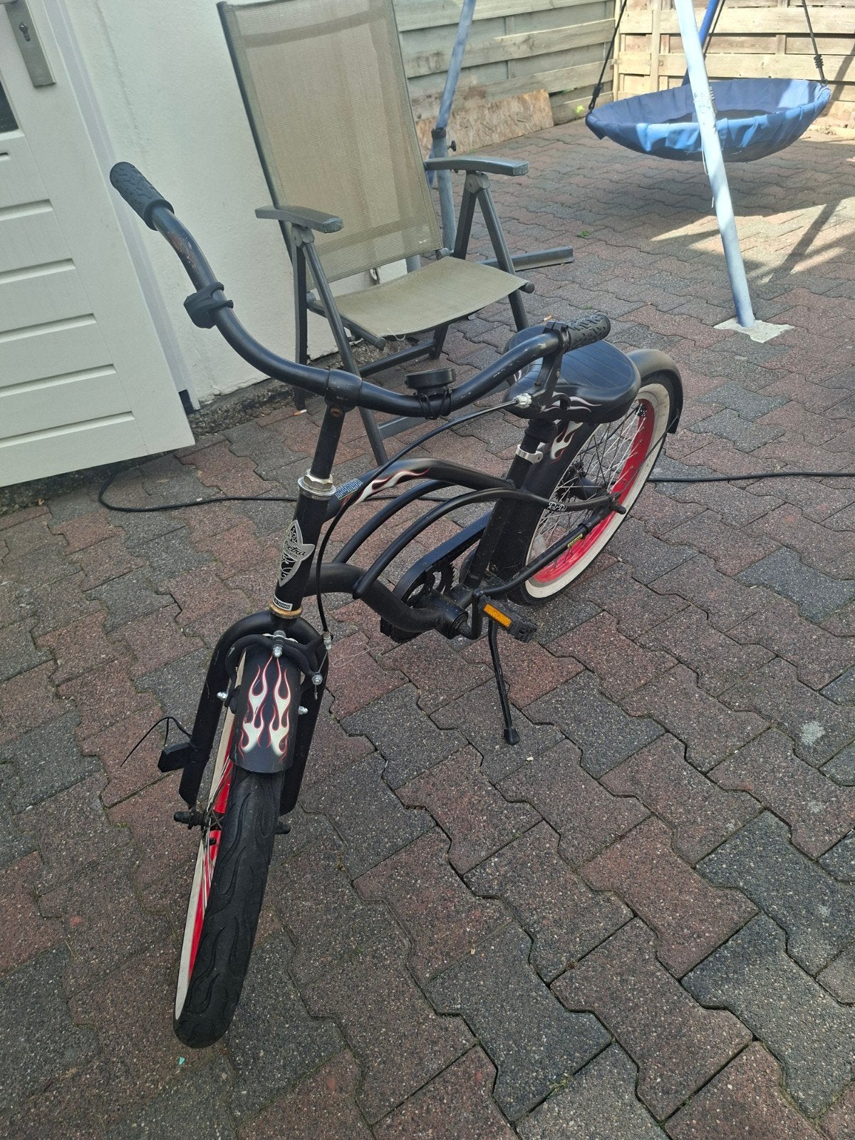 Stoere Chopper Fiets met Vlammen - Gebruikt, Fietsen en Brommers, Fietsen | Kinderfietsjes, Gebruikt, 20 inch of meer, Velgrem
