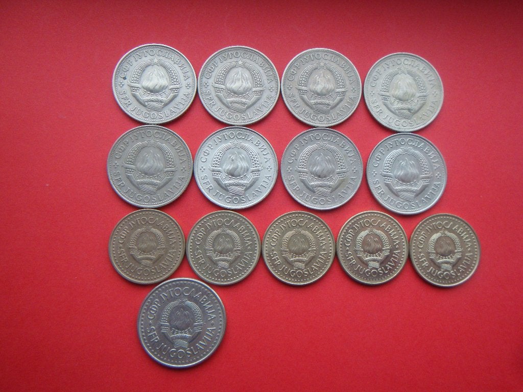 Kavel Joegoslavië setje munten 5 Dinar 1953 / 1990., Verzenden, Joegoslavië, Setje