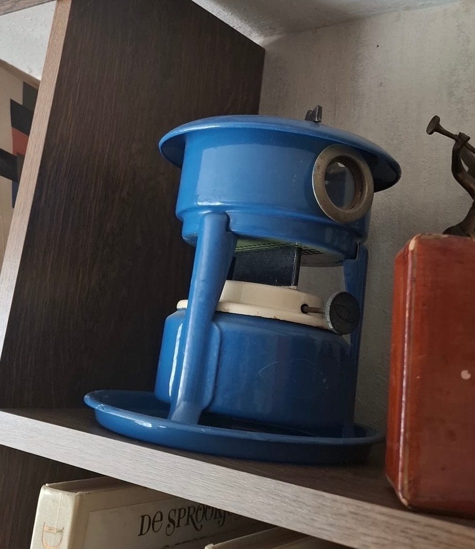 Vintage blauwe petroleumlamp - decoratief item, Ophalen of Verzenden