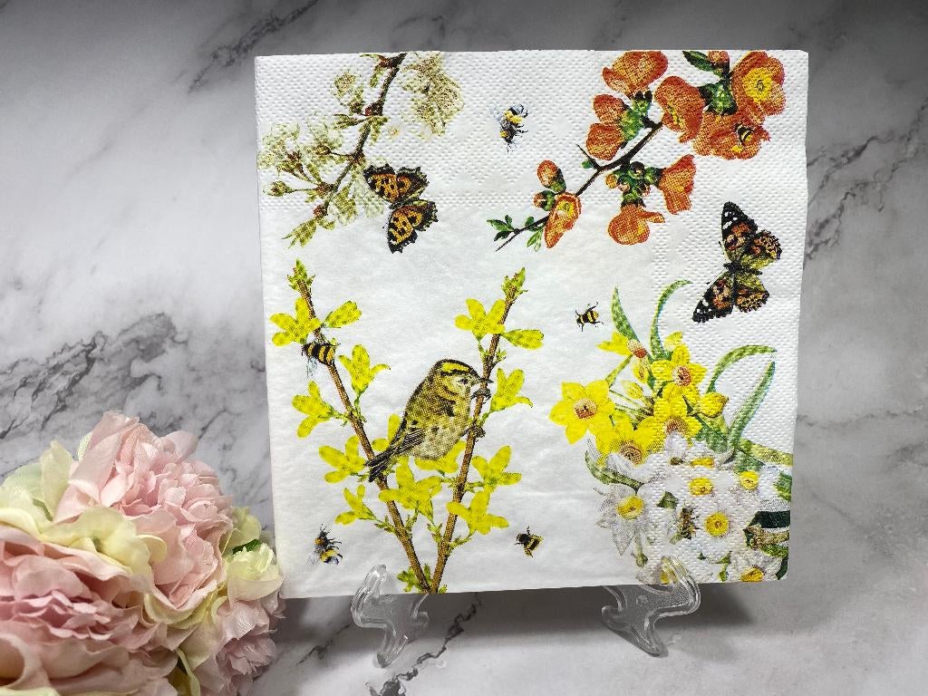 Knutsel servetten bloemen vlinders vogel nr HM129, Ophalen of Verzenden, Nieuw, Knutselmateriaal