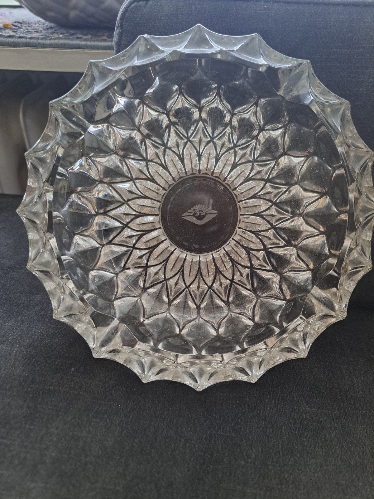 Vintage glazen asbak met decoratief patroon, Ophalen of Verzenden