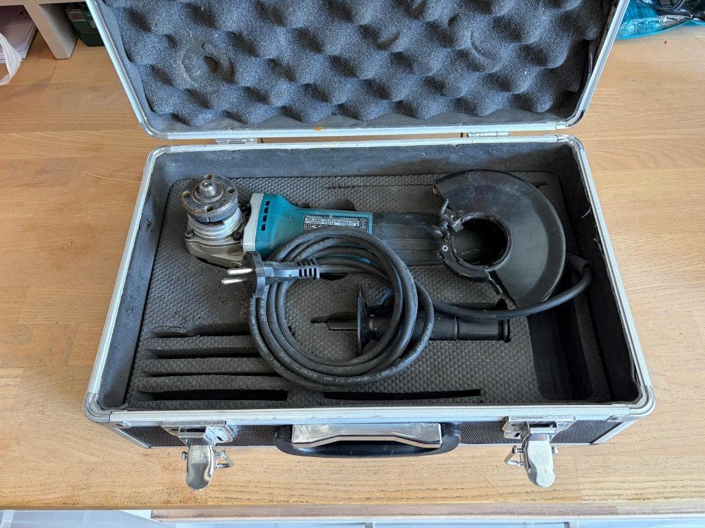 Makita haakse slijper in koffer GA5030R, Ophalen of Verzenden, Gebruikt, 700 tot 1000 watt, Haakse handslijpmachine