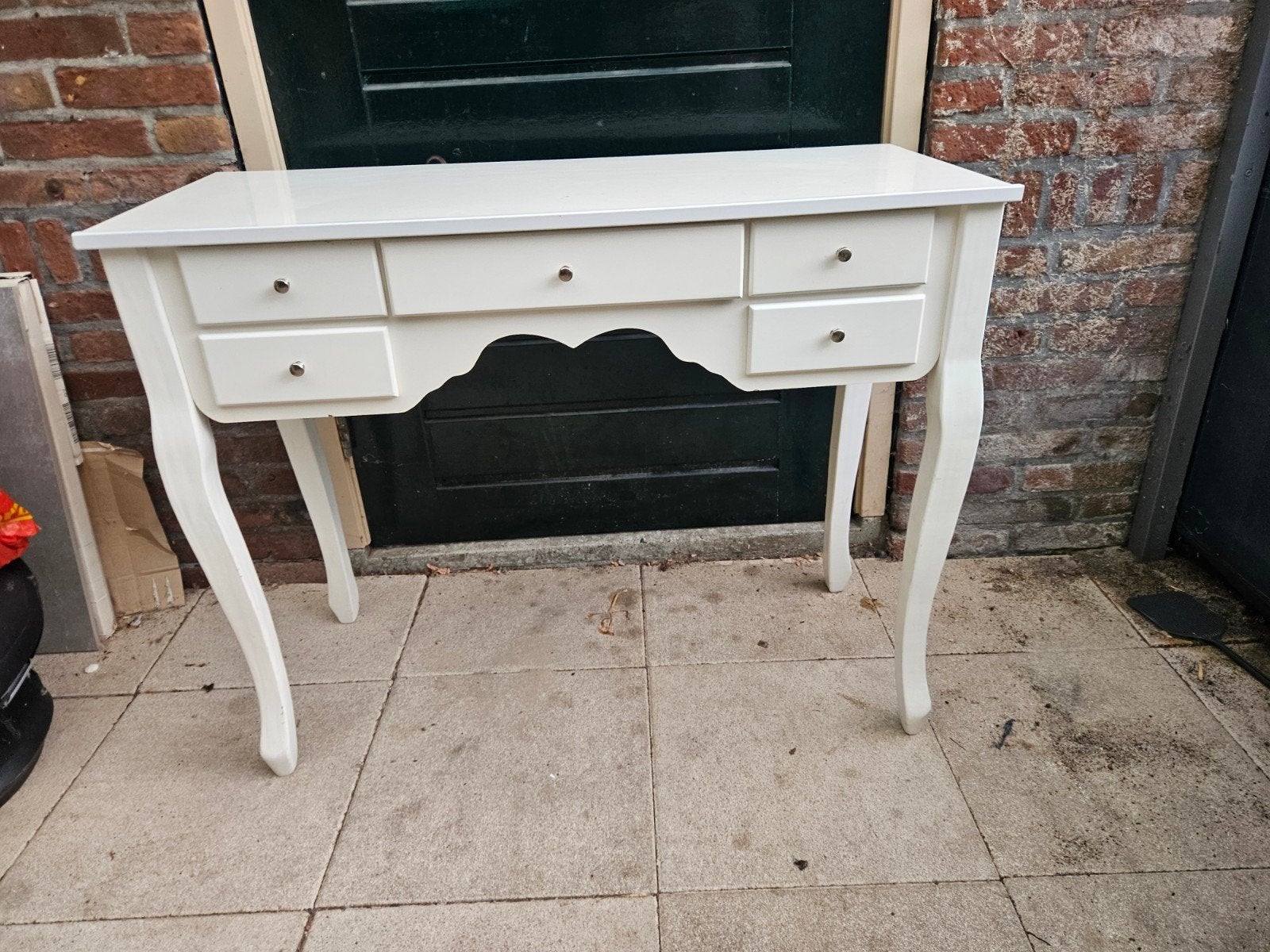 Witte sidetable/kaptafel met lades, Huis en Inrichting, Ophalen, Gebruikt, 100 tot 150 cm, 100 tot 150 cm