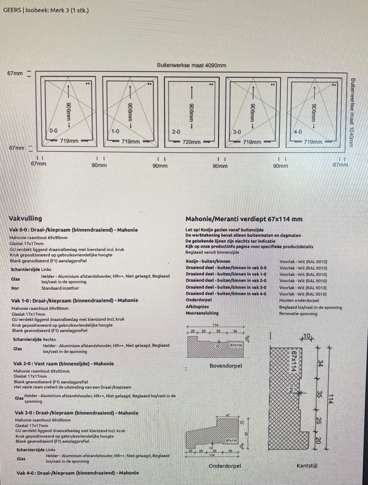 Kozijn, Ophalen, Dakkapel, 225 cm of meer, Nieuw