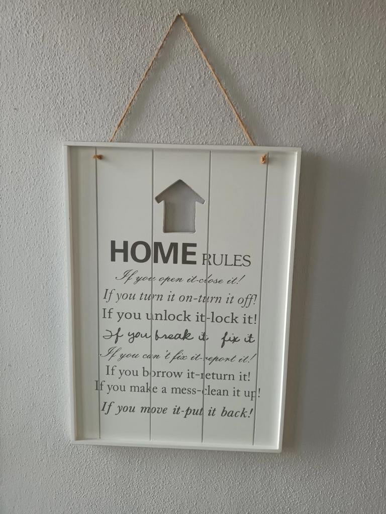Nette staat spreukbordjes HOME&FRIENDS wit-hout, Ophalen