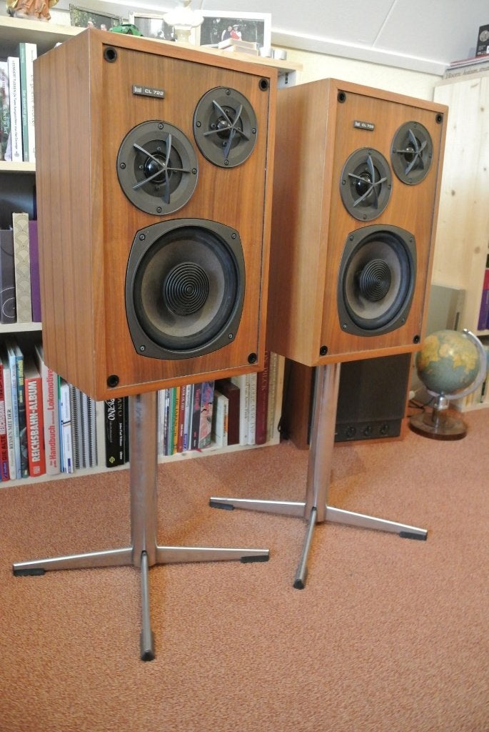 DUAL CL 732 topklasse vintage op chromen standaards., Vloerstaande luidspreker, Gebruikt, Inclusief standaarden, 60 tot 120 watt