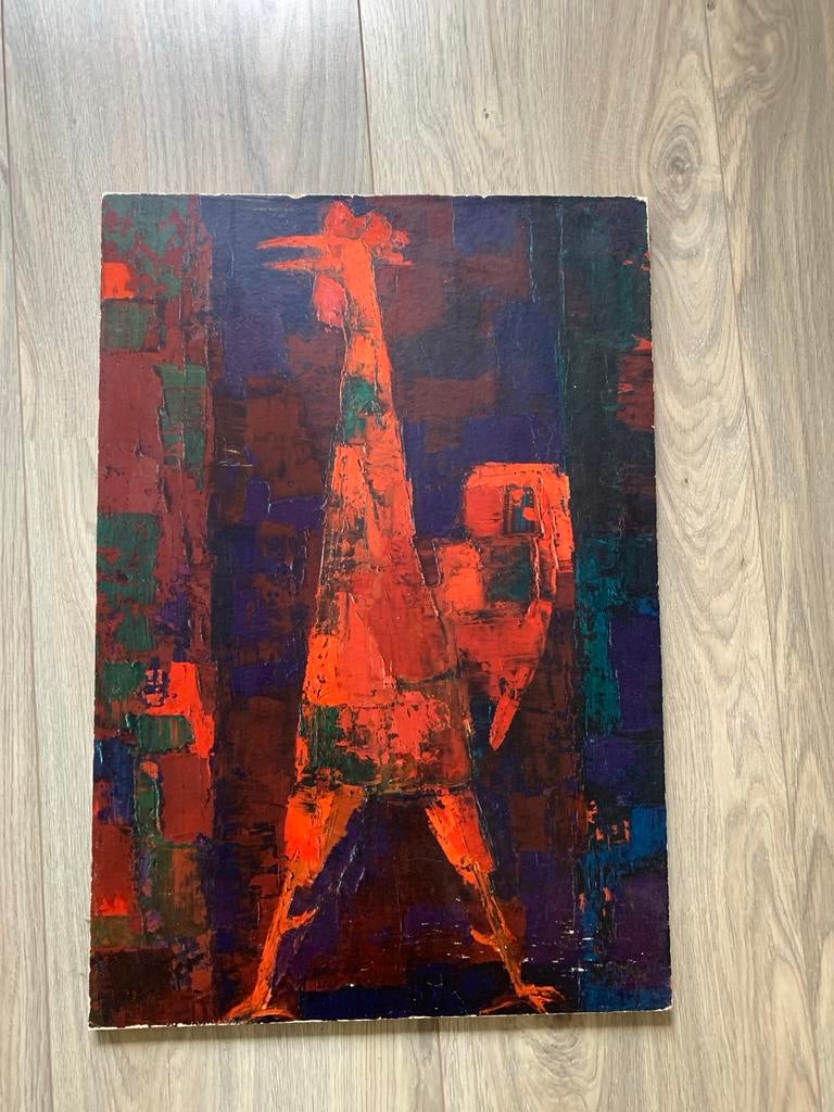 Poster rode haan, Antiek en Kunst, Kunst | Schilderijen | Modern, Ophalen