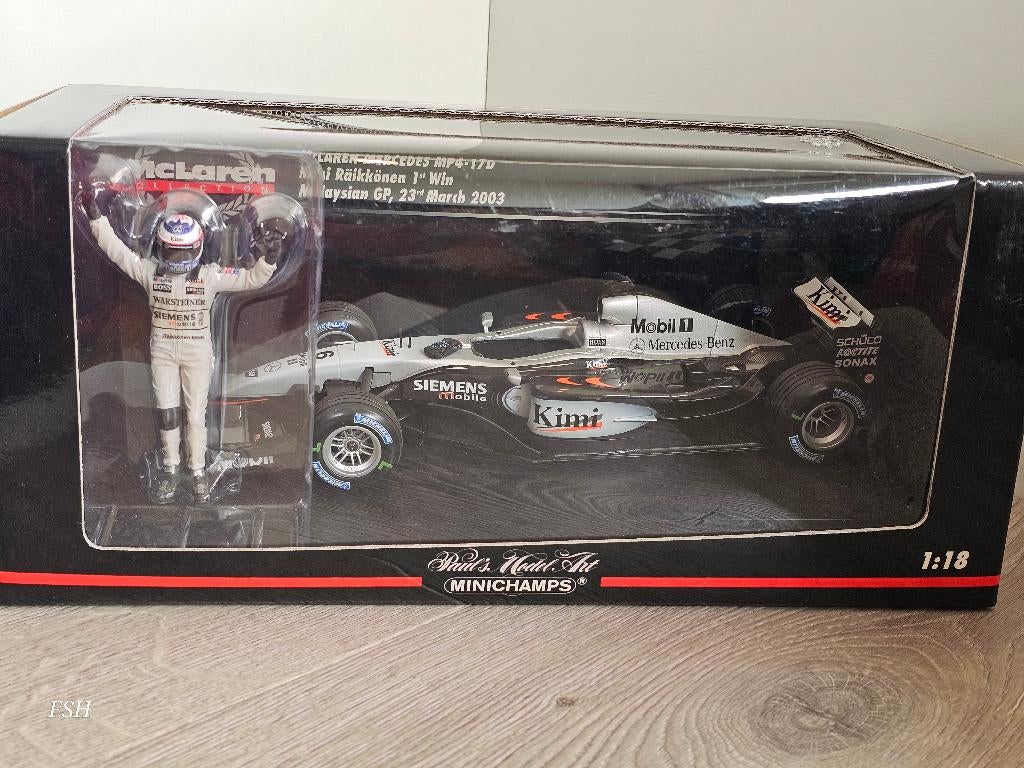 McLaren MP4-17D, K. Raikkonen, First GP Win Malaysia 2003., Ophalen of Verzenden, Zo goed als nieuw, Auto, MiniChamps