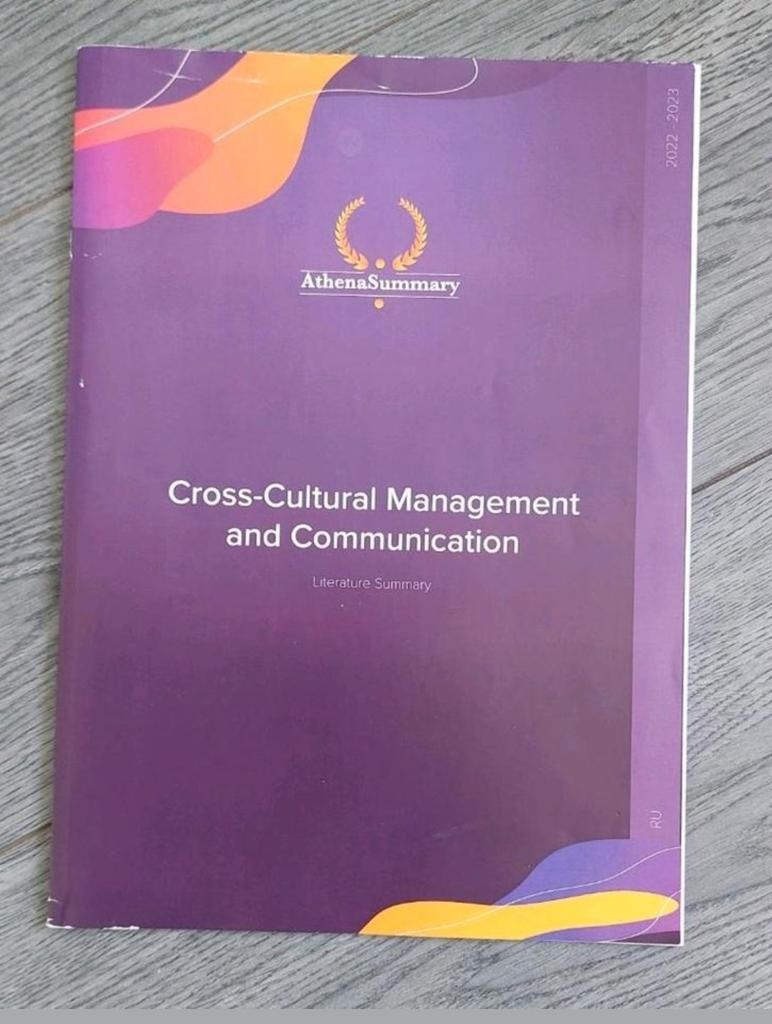 Cross-Cultural Management and Communication - Athena Summary, Boeken, Studieboeken en Cursussen, Zo goed als nieuw, WO, Ophalen of Verzenden
