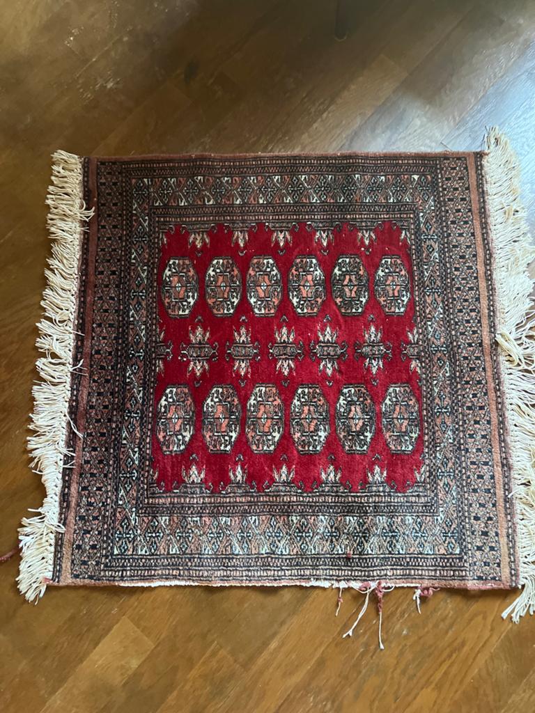 Turkmeens tapijt 110x95cm met defect, Gebruikt, 100 tot 150 cm, Rechthoekig, Rood